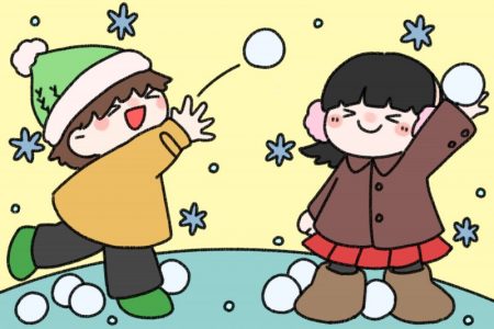 【1月のぬりえ】３歳～４歳　雪あそび
